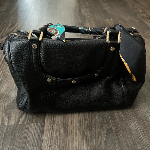 Tory Burch Authentic Duffle Black Pebbled Leather Bag - Picture 5 of 16